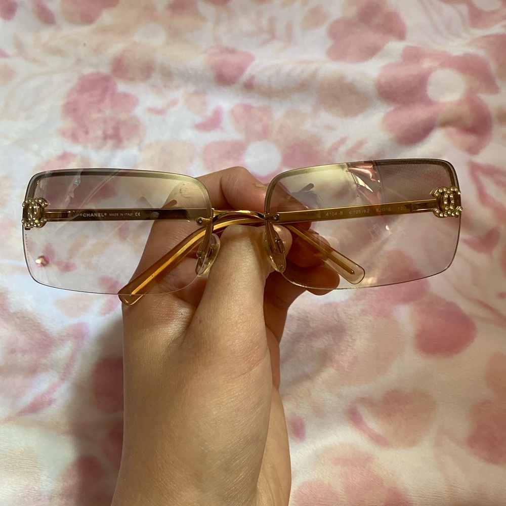 SOLD Crystal Rimless Sunglasses 4104-B Authentic